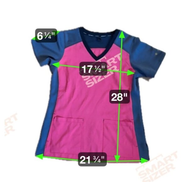 Carhartt Scrub Top Women M Force Scrub Top Magenta & Gray Stretch Fabric V-Neck - Picture 7 of 7